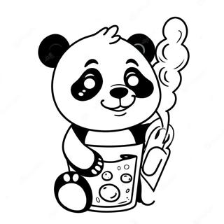 Panda Drinking Boba Coloring Pages