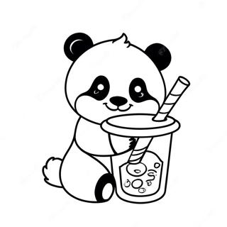 Panda Drinking Boba Coloring Pages