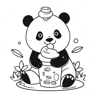 Cute Panda Enjoying Boba Coloring Page 49983-40023