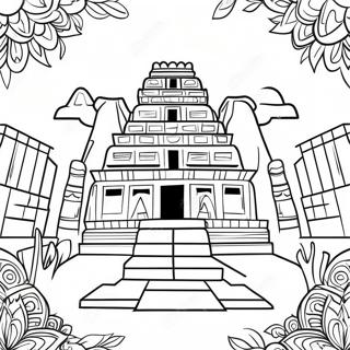 Colorful Inca Temple Coloring Page 50003-40044