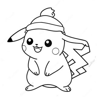 Pikachu In Santa Hat Coloring Page 5002-4170