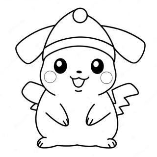 Pikachu In Santa Hat Coloring Page 5002-4171