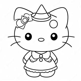 Cute Hello Kitty In Retro Outfit Coloring Page 50053-40081