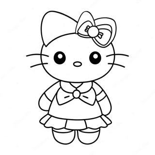 Cute Hello Kitty In Retro Outfit Coloring Page 50053-40082