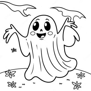 Spooky Halloween Ghost Coloring Page 50073-40111