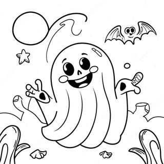 Spooky Halloween Ghost Coloring Page 50073-40112