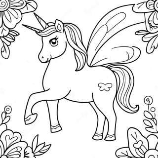 Unicorn Butterfly Coloring Pages