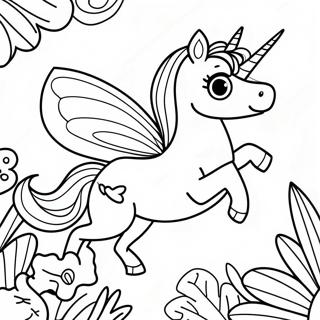 Magical Unicorn Butterfly In Flight Coloring Page 50153-40162