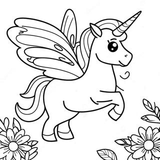 Magical Unicorn Butterfly In Flight Coloring Page 50153-40164