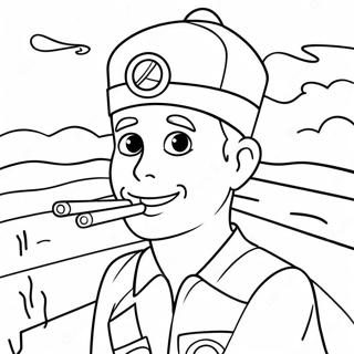 Cheerful Lifeguard With Whistle Coloring Page 50233-40225