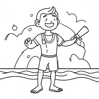 Cheerful Lifeguard With Whistle Coloring Page 50233-40227