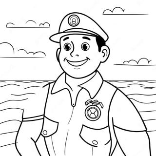 Cheerful Lifeguard With Whistle Coloring Page 50233-40228