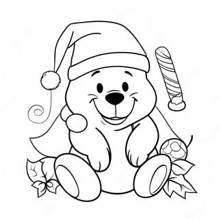 Winnie The Pooh With Festive Santa Hat Coloring Page 50243-40233