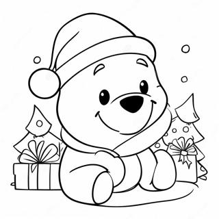 Winnie The Pooh With Festive Santa Hat Coloring Page 50243-40234