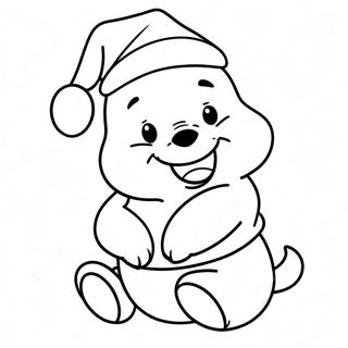 Winnie The Pooh With Festive Santa Hat Coloring Page 50243-40235