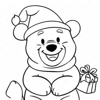 Winnie The Pooh With Festive Santa Hat Coloring Page 50243-40236