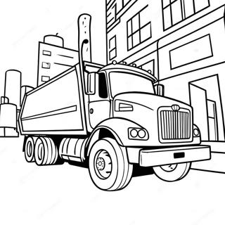 Colorful Garbage Truck Driving Through The City Coloring Page 502-409