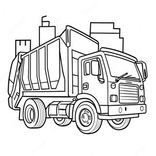 Colorful Garbage Truck Driving Through The City Coloring Page 502-410