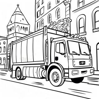 Colorful Garbage Truck Driving Through The City Coloring Page 502-411