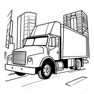 Colorful Garbage Truck Driving Through The City Coloring Page 502-412