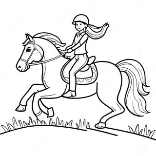 Horseback Riding Girl On A Galloping Horse Coloring Page 50362-40322