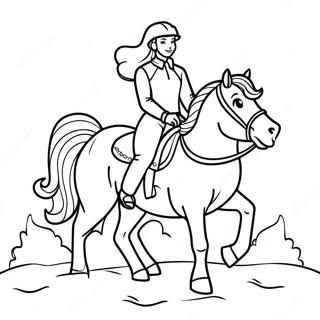 Adventurous Girl Riding A Majestic Horse Coloring Page 50363-40328