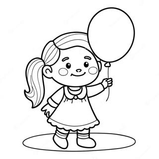 Little Girl Playing With A Balloon Coloring Page 50372-40330