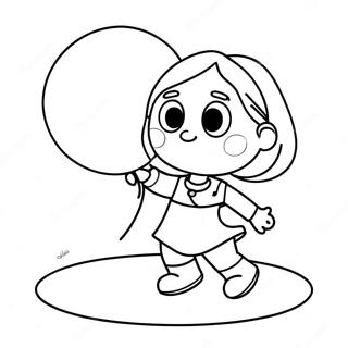 Little Girl Playing With A Balloon Coloring Page 50372-40331