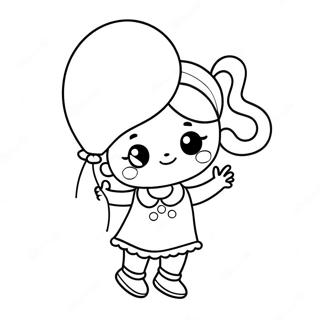 Little Girl Playing With A Balloon Coloring Page 50372-40332