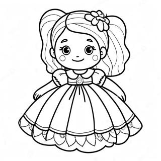 Little Girl In A Beautiful Dress Coloring Page 50373-40340