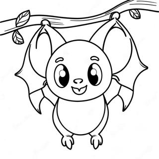 Cute Bat Hanging Upside Down Coloring Page 50453-40397