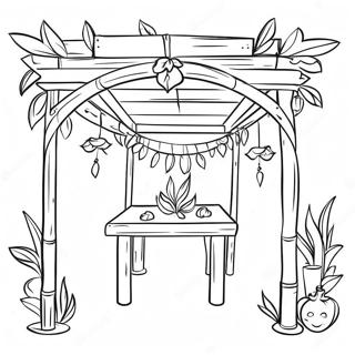 Colorful Sukkah With Decorations Coloring Page 50463-40402