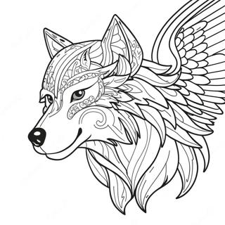 Majestic Winged Wolf Coloring Page 50492-40422