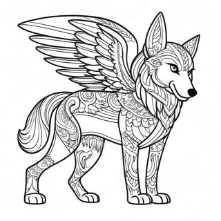 Majestic Winged Wolf Coloring Page 50492-40423