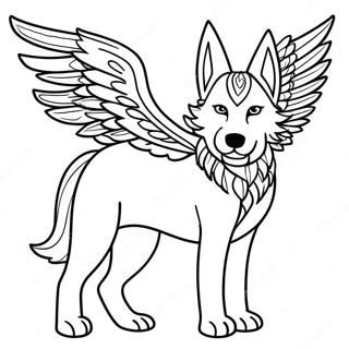 Majestic Winged Wolf Coloring Page 50492-40424