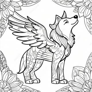 Mystical Wolf With Glittering Wings Coloring Page 50493-40425