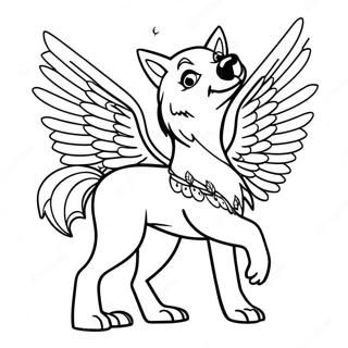 Mystical Wolf With Glittering Wings Coloring Page 50493-40426