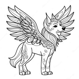 Mystical Wolf With Glittering Wings Coloring Page 50493-40427