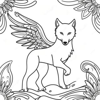 Mystical Wolf With Glittering Wings Coloring Page 50493-40428