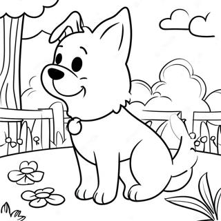 Cute Anime Dog In A Park Coloring Page 50523-40453