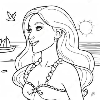 Barbie At The Sunny Beach Coloring Page 50532-40460