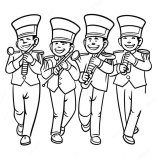 Joyful Marching Band Musicians Coloring Page 50623-40533