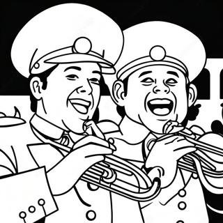 Joyful Marching Band Musicians Coloring Page 50623-40534