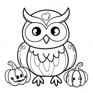 Spooky Owl With Pumpkin Coloring Page 50683-40578