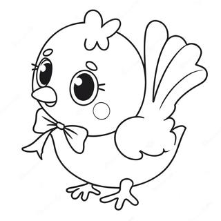 Cute Easter Chick With A Bow Coloring Page 50693-40586