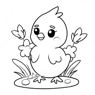 Cute Easter Chick With A Bow Coloring Page 50693-40587