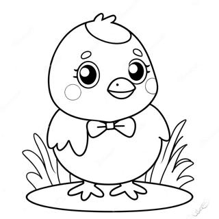 Cute Easter Chick With A Bow Coloring Page 50693-40588