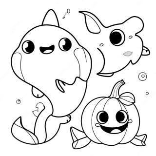 Cute Baby Shark With Pumpkin Coloring Page 5072-4224