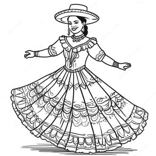 Folklorico Dancer In Colorful Costume Coloring Page 50752-40634