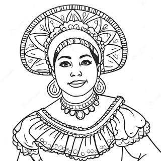 Folklorico Dancer In Colorful Costume Coloring Page 50752-40635